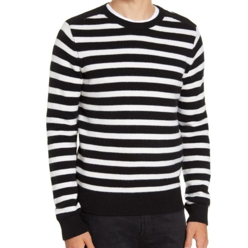 Frame Men's Stripe Crewneck Wool Blend Sweater